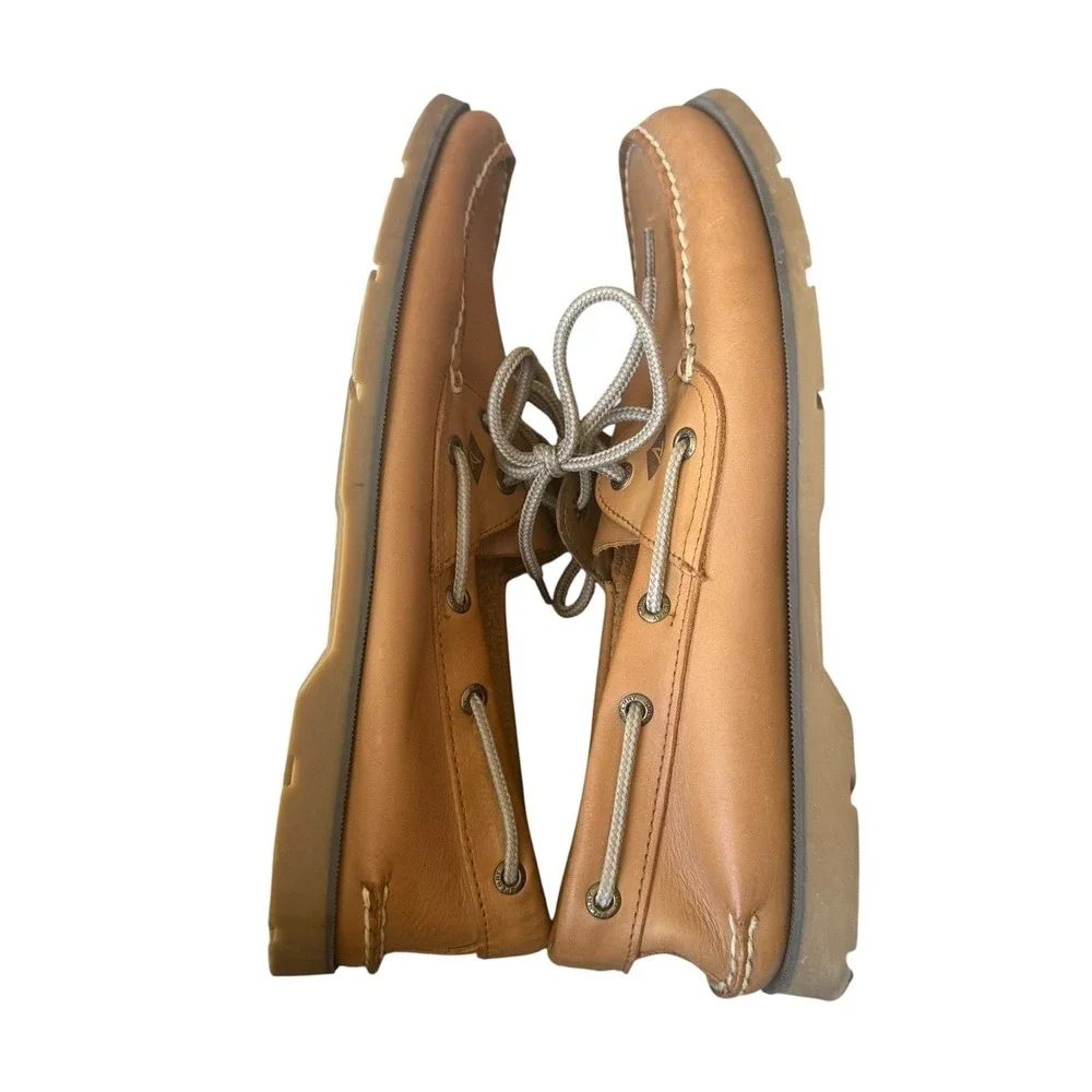 Sperry Top-Sider Men's 10.5 Tan Leather Leeward Boat Shoes Loafers EUC